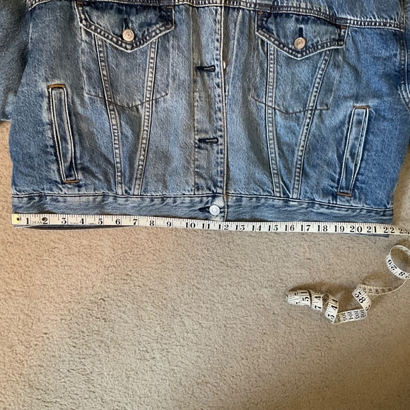 American Eagle Womens Denim jacket faux Sherpa collar and lined size XL - Picture 5 of 9